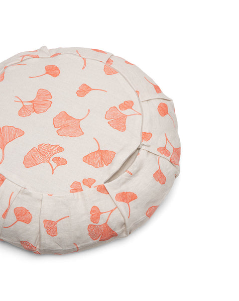 linen-round-meditation-cushion-cover-swatch-gingko-orange-2